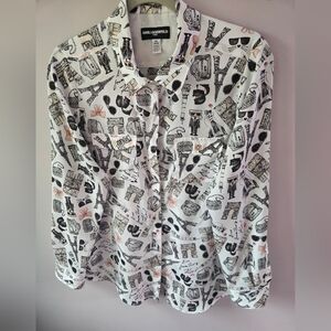 Karl Lagerfeld Paris Love From Paris Landmark Print Blouse M